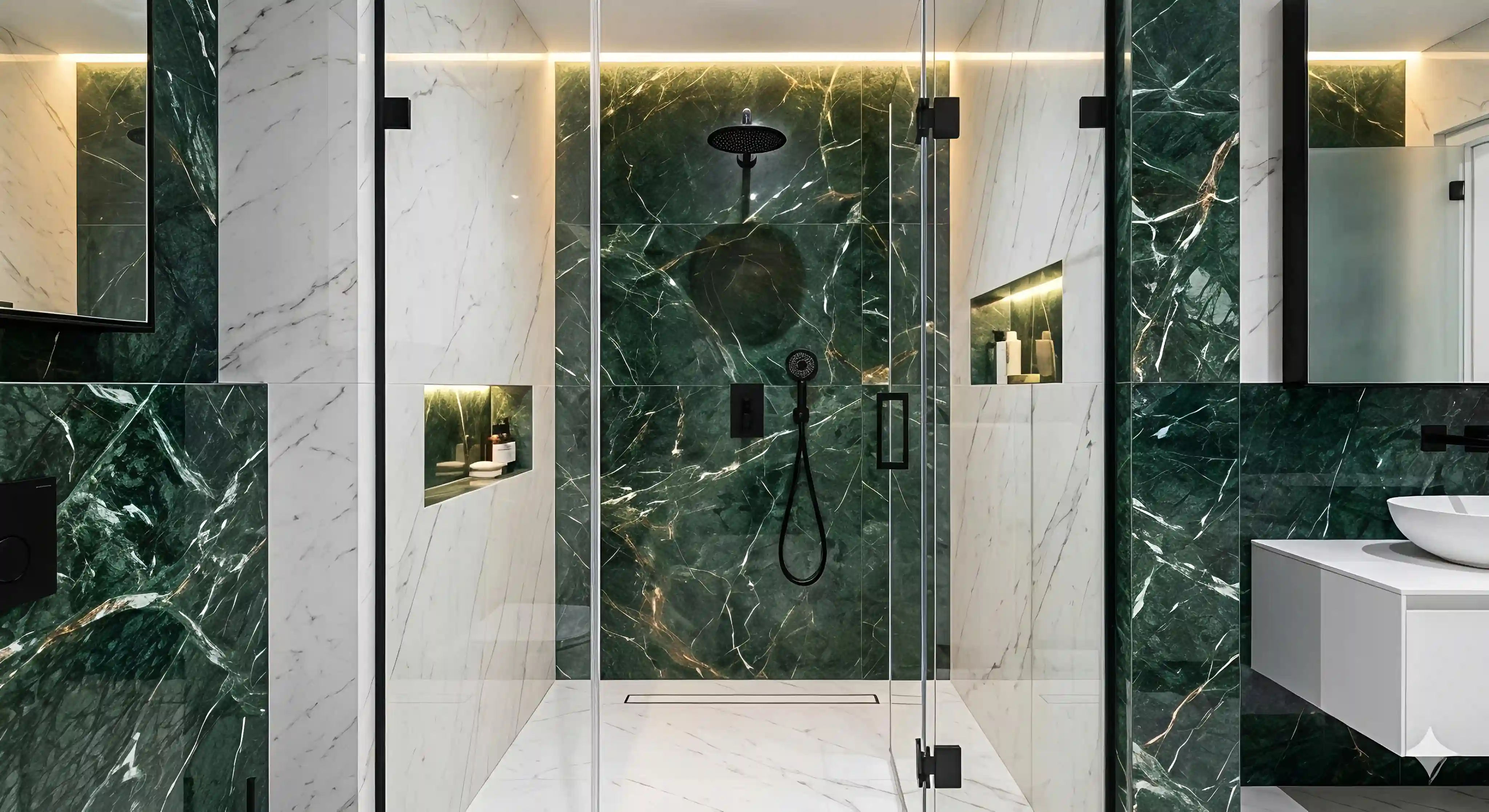 Elegant Designer Bathroom Wall Tiles and Faucets Mockup